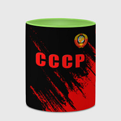 Кружка 3D СССР герб брызги красок, цвет: 3D-белый + светло-зеленый — фото 2