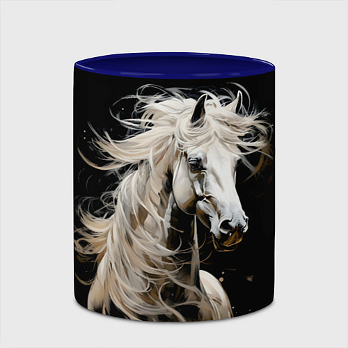 Кружка цветная Лошадь белая в ночи / 3D-Белый + синий – фото 2