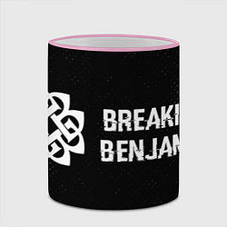 Кружка 3D Breaking Benjamin glitch на темном фоне по-горизон, цвет: 3D-розовый кант — фото 2