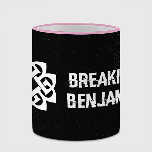 Кружка цветная Breaking Benjamin glitch на темном фоне по-горизон / 3D-Розовый кант – фото 2