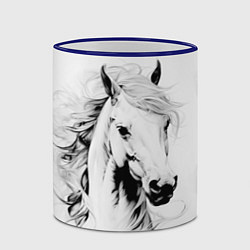 Кружка 3D Лошадь белая на ветру, цвет: 3D-синий кант — фото 2