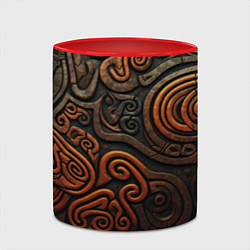 Кружка 3D Асимметричный паттерн в викингском стиле, цвет: 3D-белый + красный — фото 2