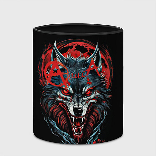Кружка цветная Логотип рок группы Алиса на фоне волка / 3D-Белый + черный – фото 2