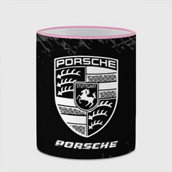 Кружка 3D Porsche speed на темном фоне со следами шин, цвет: 3D-розовый кант — фото 2