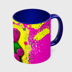 Кружка 3D Розовый мишка в свитере, цвет: 3D-белый + синий