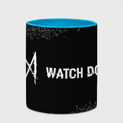 Кружка 3D Watch Dogs glitch на темном фоне по-горизонтали, цвет: 3D-белый + небесно-голубой — фото 2