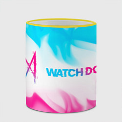 Кружка 3D Watch Dogs neon gradient style по-горизонтали, цвет: 3D-желтый кант — фото 2