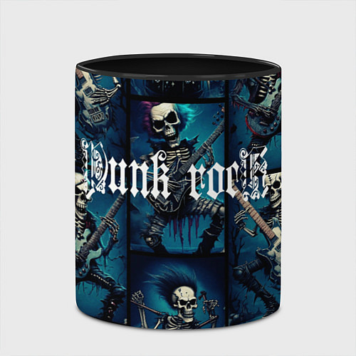 Кружка цветная Punk rock от скелетов / 3D-Белый + черный – фото 2