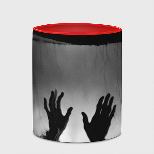 Кружка цветная Руки зомби в ночном тумане / 3D-Белый + красный – фото 2