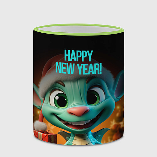 Кружка цветная Happy new year green dragon / 3D-Светло-зеленый кант – фото 2