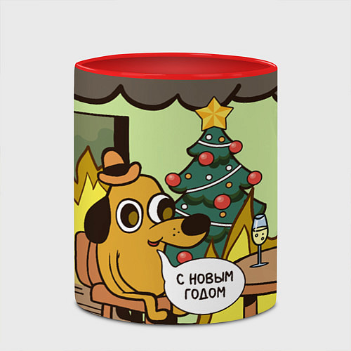 Кружка цветная This is fine - 2024 / 3D-Белый + красный – фото 2