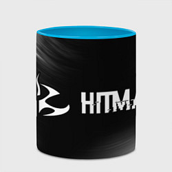 Кружка 3D Hitman glitch на темном фоне по-горизонтали, цвет: 3D-белый + небесно-голубой — фото 2