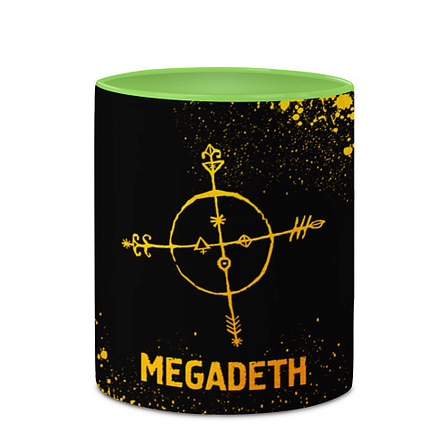 Кружка цветная Megadeth - gold gradient / 3D-Белый + светло-зеленый – фото 2