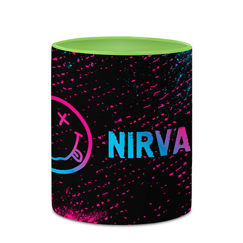 Кружка цветная Nirvana - neon gradient по-горизонтали / 3D-Белый + светло-зеленый – фото 2