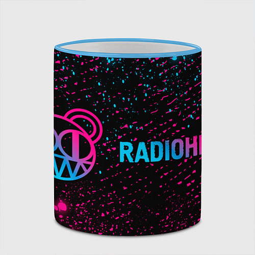 Кружка цветная Radiohead - neon gradient по-горизонтали / 3D-Небесно-голубой кант – фото 2