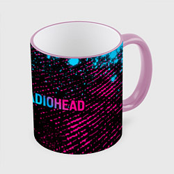 Кружка 3D Radiohead - neon gradient по-горизонтали, цвет: 3D-розовый кант