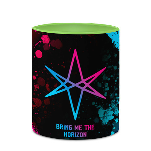 Кружка цветная Bring Me the Horizon - neon gradient / 3D-Белый + светло-зеленый – фото 2