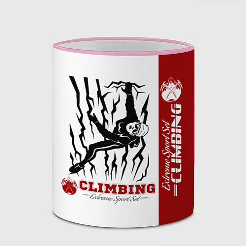 Кружка цветная Альпинист скалолаз / 3D-Розовый кант – фото 2