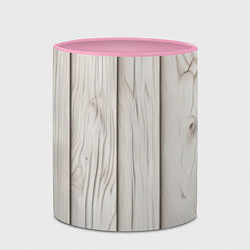 Кружка 3D Паттерн светлое дерево - нейросеть, цвет: 3D-белый + розовый — фото 2