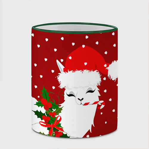 Кружка цветная Лама - альпака с леденцом / 3D-Зеленый кант – фото 2