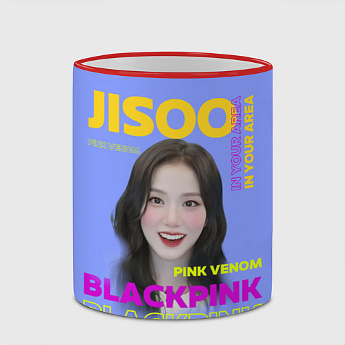 Кружка цветная Jisoo - певица из музыкальной группы Blackpink / 3D-Красный кант – фото 2