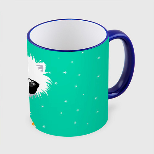 Кружка цветная Лама - альпака на чиле / 3D-Синий кант – фото 1