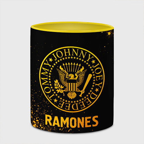 Кружка цветная Ramones - gold gradient / 3D-Белый + желтый – фото 2