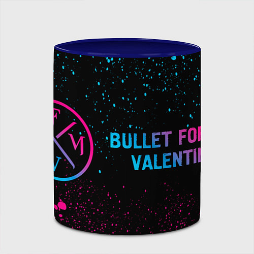 Кружка цветная Bullet For My Valentine - neon gradient по-горизон / 3D-Белый + синий – фото 2