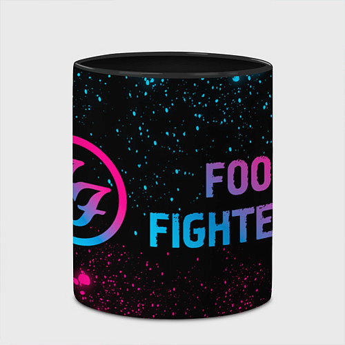 Кружка цветная Foo Fighters - neon gradient по-горизонтали / 3D-Белый + черный – фото 2