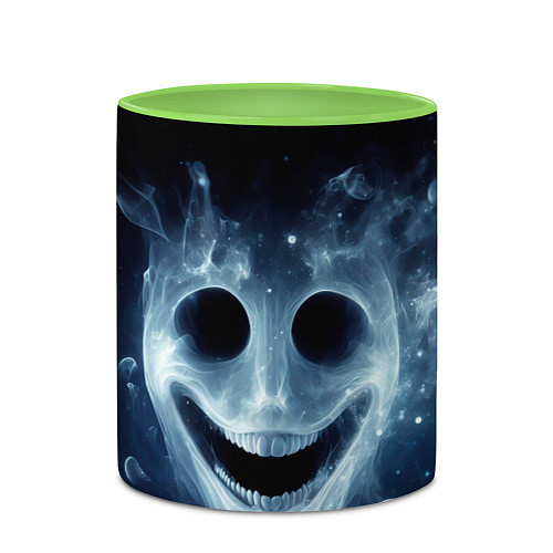 Кружка цветная Хэллоуин - улыбка привидения / 3D-Белый + светло-зеленый – фото 2