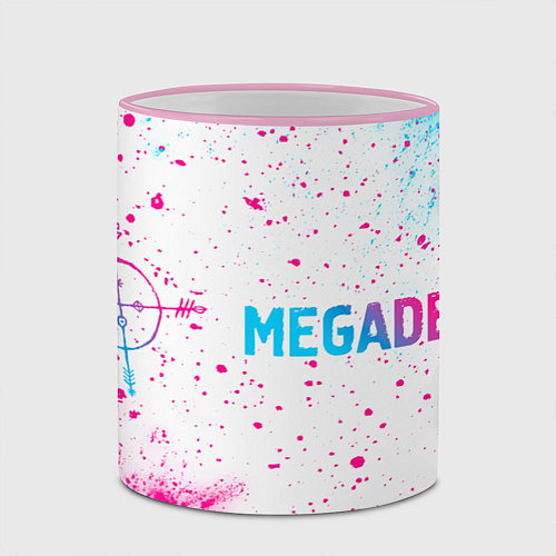 Кружка цветная Megadeth neon gradient style по-горизонтали / 3D-Розовый кант – фото 2