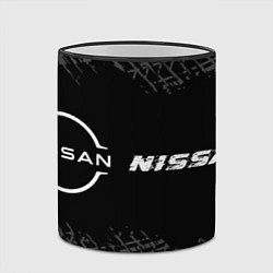 Кружка 3D Nissan speed на темном фоне со следами шин по-гори, цвет: 3D-черный кант — фото 2