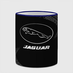 Кружка 3D Jaguar speed на темном фоне со следами шин, цвет: 3D-синий кант — фото 2