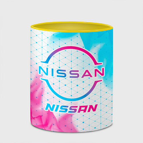 Кружка цветная Nissan neon gradient style / 3D-Белый + желтый – фото 2