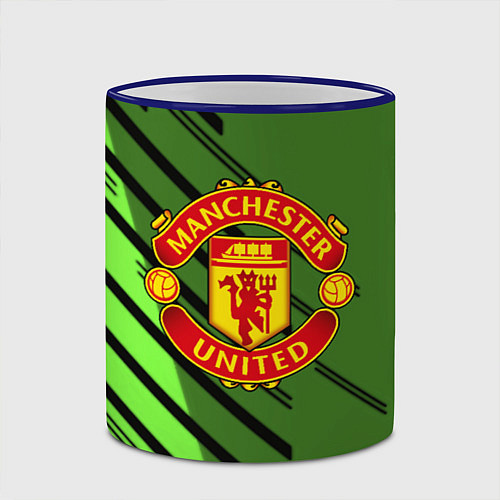 Кружка цветная ФК Манчестер Юнайтед спорт / 3D-Синий кант – фото 2