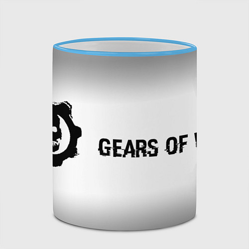 Кружка цветная Gears of War glitch на светлом фоне по-горизонтали / 3D-Небесно-голубой кант – фото 2