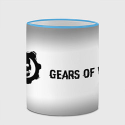 Кружка 3D Gears of War glitch на светлом фоне по-горизонтали, цвет: 3D-небесно-голубой кант — фото 2