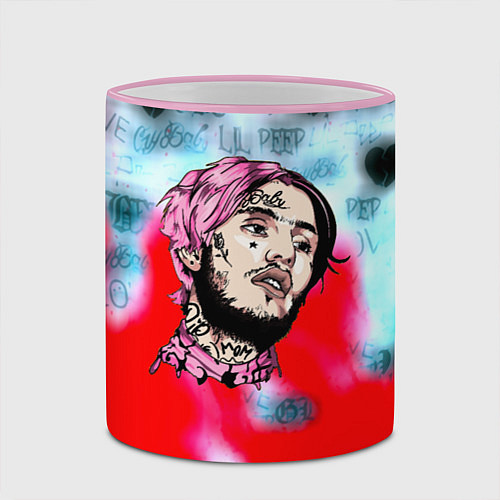 Кружка цветная Lil peep steel rap / 3D-Розовый кант – фото 2