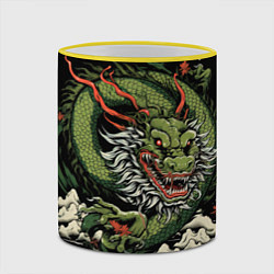 Кружка 3D Символ года зеленый дракон, цвет: 3D-желтый кант — фото 2