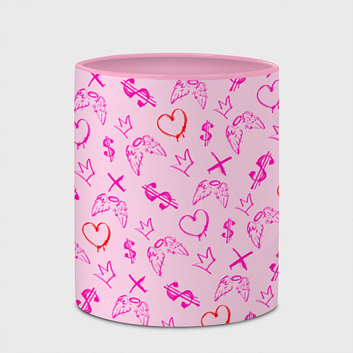 Кружка цветная Паттерн - розовые граффити / 3D-Белый + розовый – фото 2
