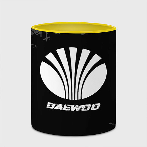 Кружка цветная Daewoo speed на темном фоне со следами шин / 3D-Белый + желтый – фото 2