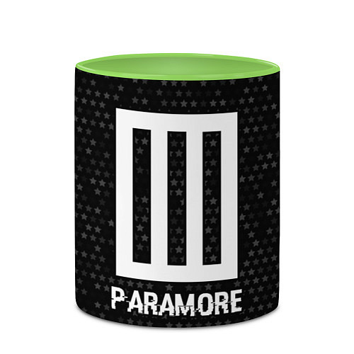 Кружка цветная Paramore glitch на темном фоне / 3D-Белый + светло-зеленый – фото 2