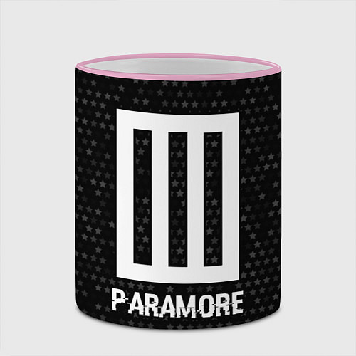 Кружка цветная Paramore glitch на темном фоне / 3D-Розовый кант – фото 2