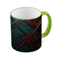 Кружка 3D Диагональный узор в шотландском стиле, цвет: 3D-светло-зеленый кант
