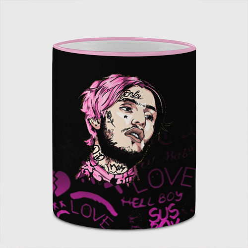 Кружка цветная Lil peep neon rap 2017 / 3D-Розовый кант – фото 2