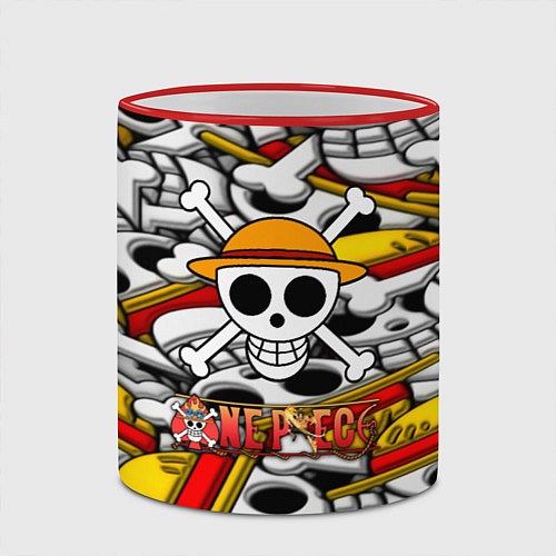 Кружка цветная One Piece logo pattern pirat / 3D-Красный кант – фото 2