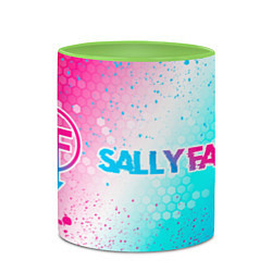 Кружка 3D Sally Face neon gradient style по-горизонтали, цвет: 3D-белый + светло-зеленый — фото 2