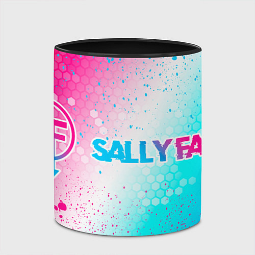 Кружка цветная Sally Face neon gradient style по-горизонтали / 3D-Белый + черный – фото 2