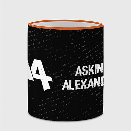 Кружка цветная Asking Alexandria glitch на темном фоне по-горизон / 3D-Оранжевый кант – фото 2