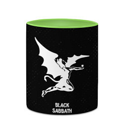 Кружка 3D Black Sabbath glitch на темном фоне, цвет: 3D-белый + светло-зеленый — фото 2